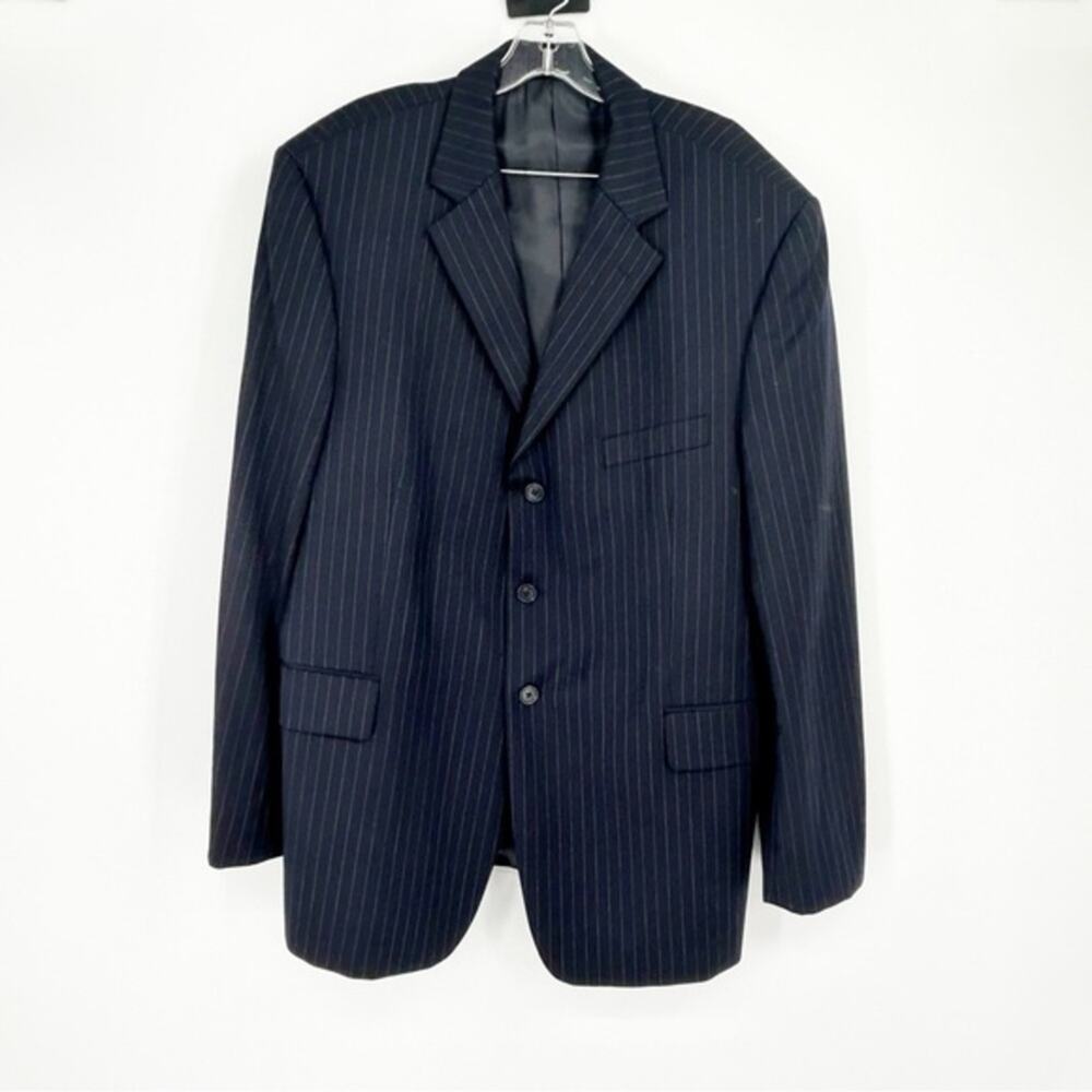 J. CREW Navy Pinstripe Blazer Size 46R Business Casual 100% Wool